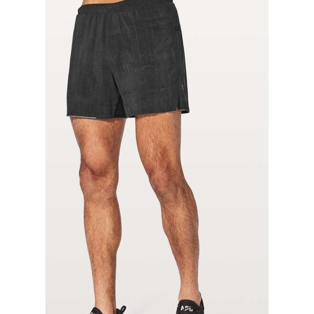 Lululemon Mens Surge Short Liner 6 Heather Allover Deep Coal Black M7AB2S Size S